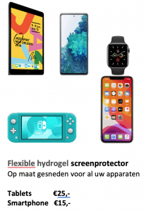Flexible hydrogel screenprotectors
