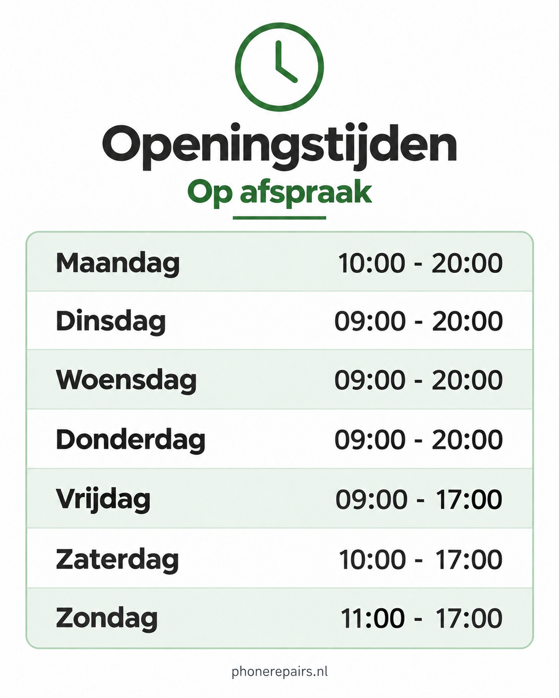 Openingstijden Phone Repairs Den Bosch